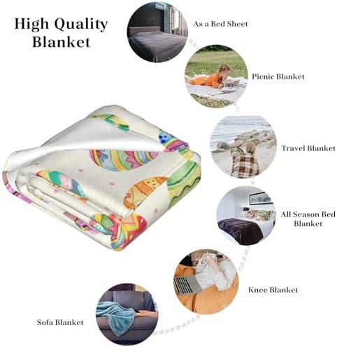 Easter Eggs Blanket, Super Soft Anti-Pilling Throw Blankets,Cute Easter Gift for Girl, Happy Easter Eggs Decor Indoor, Lightweight Flannel Blanket for Sofa Couch Bed 40x50 Inches - Image 7