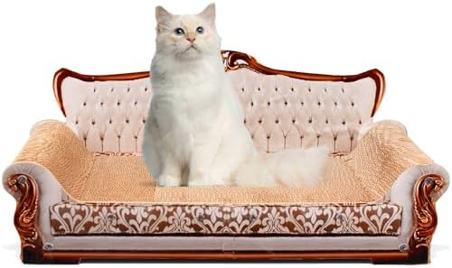 COOZMENT Scratching Sofa, Couch Shaped Thick Scratching Cardboard, Lounge Bed for Indoor Rest&Play, Sofa Scratcher Pad (Silver, 27.6" L X 12.4" W X 11.8" H) by COOZMENT