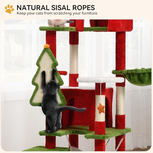 YITAHOME 75in Christmas Cat Tree Tower for Indoor Cats with Cat Condos - Image 5