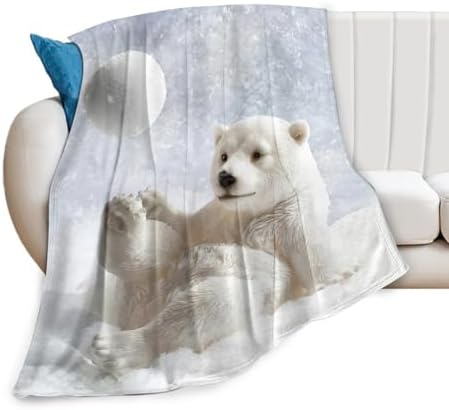 Polar Bear Blanket for Girls Women Boys Men Adults Kids Soft Cozy Fleece Cute White Bears Throw Blankets Gifts Warm Flannel Plush Lightweight Decorative for Couch Bed Sofa 60"X50" - Image 2