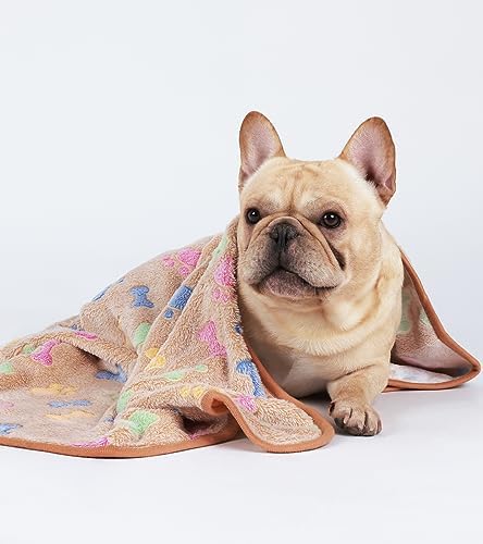 1 Pack 3 Blankets Super Soft Fluffy Cute Bone Pattern Pet Blanket Flannel Throw for Dog Puppy Cat Pink/Brown/Purple Large - Image 5