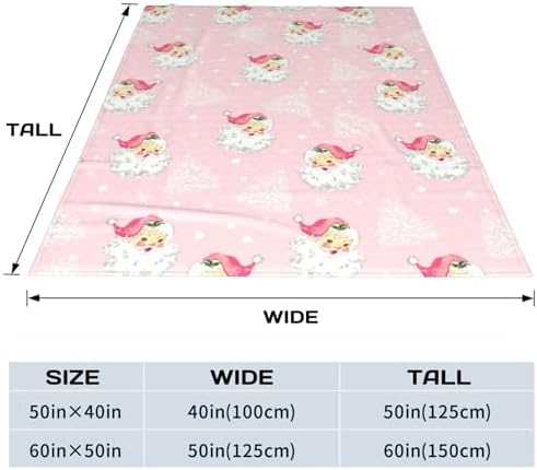 Christmas Santa Claus Throw Blankets, Xmas Tree Soft Anti Pilling Flannel Blanket, Winter Snowflake Decorative Lightweight Pink Blanket, 40x50 Inches Sofa Fleece Blanket for Girl Children - Image 7