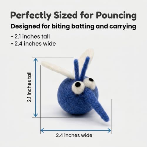 Glaciart One Catnip Cat Toys for Indoor Cats, 5 Handmade Wool Felt Mosquito Bug Toys, Natural Interactive Kitten Toys - Image 4