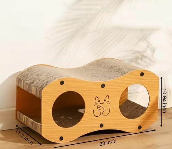 Cat Scratcher | Cardboard Cats Scratcher House | 23-Inch Cat Scratcher for Indoor Cats | Wavy Scratcher for Play, Scratch and Rest | Kitten Scratching Board Pad | Multi-functional lounge and play tunnel, durable corrugated pad, furniture protection, sa...