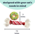 Huxley & Kent Plush Cat Toy - Holiday Interactive Catnip Toy for Cats & Kittens - Soft with Crinkle & Catnip - Fun Indoor Play - Lit Donut & Peppermint Candy 2pk - Image 3