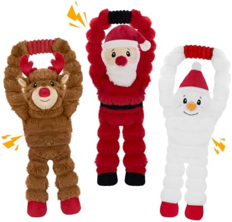 Christmas Dog Toys 3 Pack No Stuffing Squeaky Gift by CneeeeeB