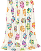 Happy Easter Day Eggs Throw Blanket, Soft Anti-Pilling Fleece Blankets,Cute Easter Gift for Gril Women, Easter Eggs Decor Indoor, Lightweight Flannel Blanket for Couch Sofa Bed 50X60 Inches by Qilerongrong