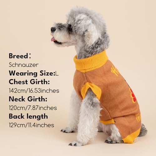 Thanksgiving Dog Sweater for Small Medium Dogs Adorable Festival Pattern Turkey Pet Costumes Turtleneck Knitted Puppy Clothes Soft Warm Cold Weather Dog Thanksgiving Outfit Party - Image 2