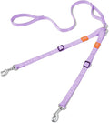 HOWGO Double Dog Leash,Tangle-Free 360 Swivel(Lavender, Pro M-L w.Handle) | Individually Adjustable Length, Double Padded Handles,Aviation Aluminum Hooks,Durable Nylon,No-Tangle Walking,All Breeds