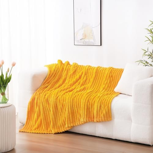 Gold Fleece Throw Blanket 50”×60” for Couch Sofa Livingroom - Image 4