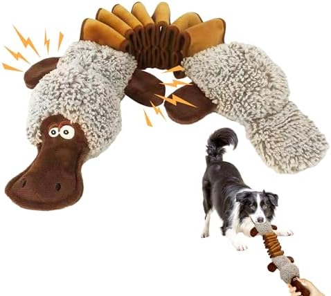 Squeaky Dog Toys, Stuffed Large Dog Toys to Keep Them Busy, Interactive Plush Chew Toys with Crinkle Paper, Tough Pet Animal Toys for Small Medium Large Dogs - Platypus by Unknown