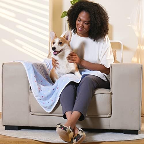 1 Pack 3 Blankets Super Soft Cute Dot Pattern Pet Blanket Flannel Throw for Dog Puppy Cat Blue/Purple/Grey Medium - Image 2