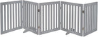 unipaws 24”H Free Standing Pet Gate for Dog Cat, 100”Wide Wooden Dog Gates | Foldable Pet Fence for Doorway, Stairs, Step, Expandable Doggy Barrier, Indoor Use