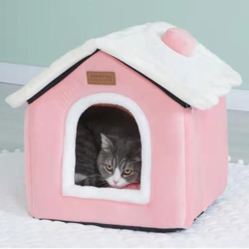 Christmas Cat Tent Cat Bed Cave (Pink, L (20.5 X 17 X 19.7 Inch)) - Image 3