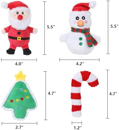 4 Pcs Christmas Dog Toys for Small Dogs Squeaky Small Dog Toys Durable Push Puppy Toys for Chewing Interactive with Crinkle Paper for Small Medium Dogs - Image 5