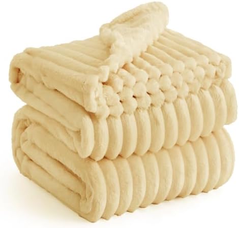 Bedsure Soft King Size Blankets for Bed Custard Yellow 108"x90" by BEDSURE