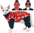 DENTRUN Cat Christmas Onesie, Soft Fleece Recovery Suit Pajamas for Cats by DENTRUN