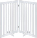 unipaws 36”H Free Standing Pet Gate for Dog Cat, 40”Wide Wooden Dog Gates | Foldable Pet Fence for Doorway, Stairs, Step, Expandable Doggy Barrier, Room Divider, Indoor Use, White
