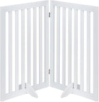 unipaws 36”H Free Standing Pet Gate for Dog Cat, 40”Wide Wooden Dog Gates | Foldable Pet Fence for Doorway, Stairs, Step, Expandable Doggy Barrier, Room Divider, Indoor Use, White