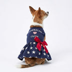 Fitwarm 100% Cotton 4th of July American Cutie Dog Clothes Memorial Day Dog Outfits Patriotic Dresses Doggie Dress Pet Cat Apparel Blue XS - Image 4