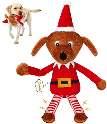 IOKHEIRA Christmas Elf Squeaky Plush Dog Toys,Stuffed Chew Toy, Interactive Holiday Tug & Fetch Toy for Puppy Small Medium Large Dogs,Christmas Dog Gifts by IOKHEIRA