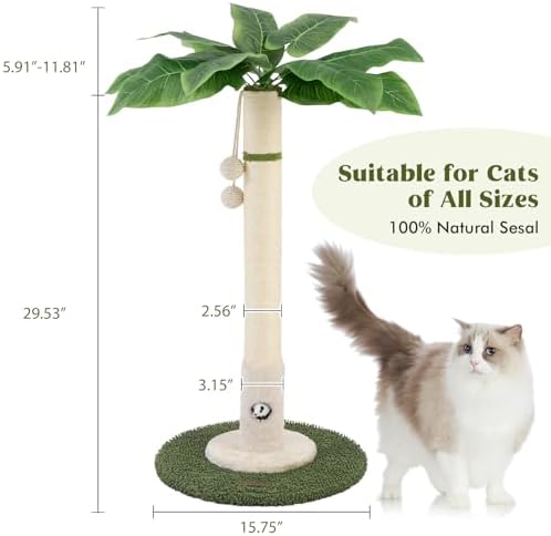 Woochpet Cat Scratching Post for Indoor Cats,36" Tall Cat Scratcher （White） - Image 6