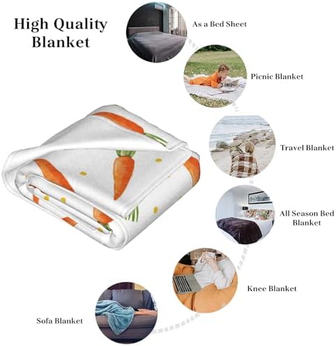 Easter Cartoon Carrots Flannel Blanket, Soft Cozy Anti Pilling Throw Blanket, Winter Lightweight Blanket for Home Party Bed Sofa Couch, 50" x 60" - Image 7