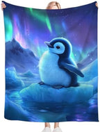 Cute Penguin Blanket Aurora Starry Night Throw Stuff Gifts 50"x40" - Image 4