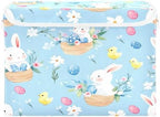 Bolaz Cute Bunny Easter Egg Pattern Storage Bins with Lids and Handles, Storage Box Basket with Cover Collapsible Organizer Containers for Home Closet, Shelves - Image 2