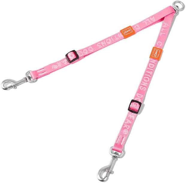 HOWGO Double Dog Leash,Tangle-Free 360 Swivel(Pink, Pro M-L Splitter) | Individually Adjustable Length, Coupler Leads 2 Dogs,Aviation Aluminum Hooks,Durable Nylon,No-Tangle Walking,All Breeds