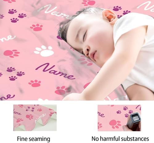 Personalized Puppy Name Blanket, Custom Dog Paw Name Truck Blankets, Gift for Girls Personalized Puppy Name Lover, 50"x60" Soft Lightweight Plush Throw Blanket for Couch Bed Sofa Decoration - Image 4