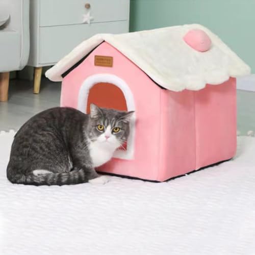 Christmas Cat Tent Cat Bed Cave (Pink, S(15.7 X 12.6 X 13.8 Inch)) - Image 2