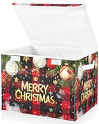Bolaz Storage Bins with Lids and Handles,Christmas Red Plaid Storage Box Storage Basket with Cover Collapsible Organizer Containers for Home Closet, Shelves by Unknown
