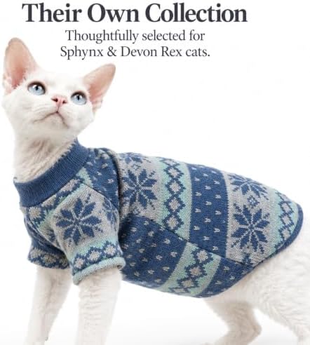 Cat Festive Sweater Pullover, Soft Warm Christmas Clothes (Blue, 3XL) - Image 2