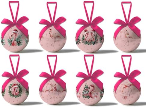 Pink Flamingo Christmas Decor - Pink Christmas Tree Flamingo Decorations Hanging Ornaments Balls, Cute Decorations Ball 2.36 Inch for Xmas Tree Party Home Holiday，Xmas Gifts Set of 16Pcs by GPGHEFlags