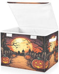 Bolaz Storage Bins with Lids and Handles,Halloween Night Pumpkin Skull Storage Box Storage Basket with Cover Collapsible Organizer Containers for Home Closet, Shelves by Unknown