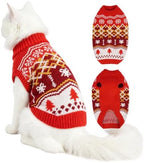 DENTRUN Winter Cat Knit Sweater, Red-Green Warm Clothes for Kitten Outfit by DENTRUN