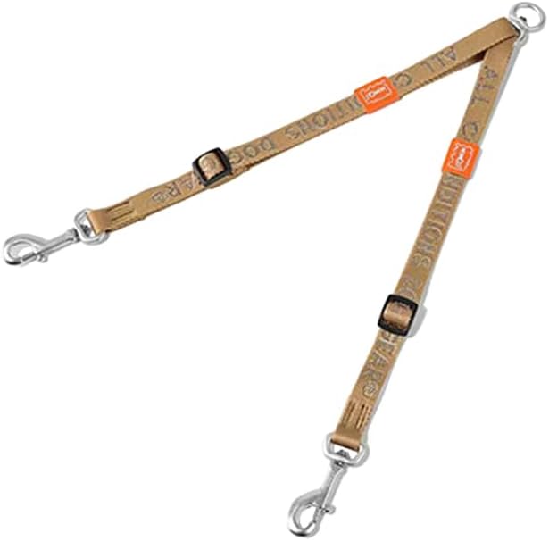 HOWGO Double Dog Leash,Tangle-Free 360 Swivel(Brown, Pro M-L Splitter) | Individually Adjustable Length, Coupler Leads 2 Dogs,Aviation Aluminum Hooks,Durable Nylon,No-Tangle Walking,All Breeds