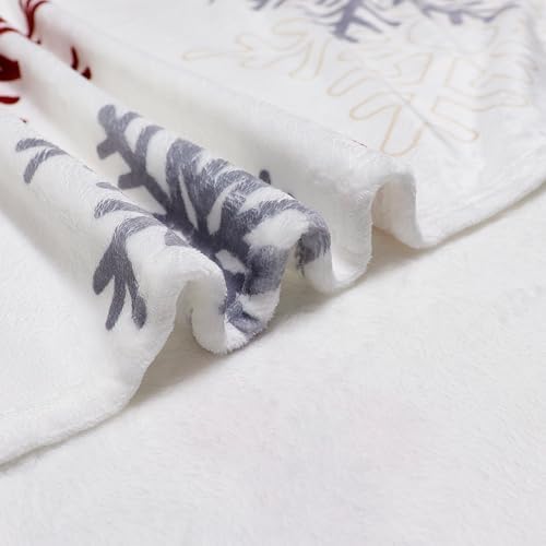 Christmas Throw Blanket Snowflake Fleece Throw Blanket Winter Holiday Lightweight Decorative Blankets Super Soft Cozy Throw Blankets for Home Sofa Couch(Red/Gold Snowflake) 50" x 60" - Image 6
