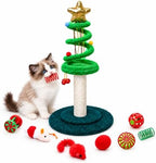 Christmas Tree Cat Scratcher with 8 Interactive Toys, Multi-Level Cat Tower by Unknown