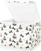 Bolaz Storage Bins with Lids and Handles,Pink Bows Cats Christmas Tree Pattern Storage Box Basket with Cover Collapsible Organizer Containers for Home Closet, Shelves by Unknown