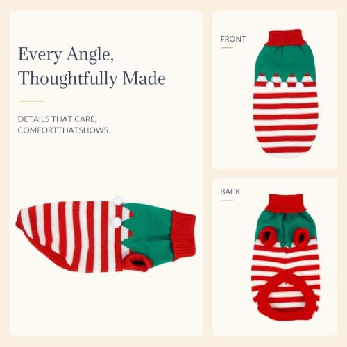 PUMYPOREITY Christmas Cat Sweater, Tree Pattern Knit Sweater for Cats Only - Image 2