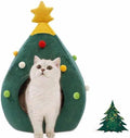 Christmas Cat Beds, Christmas Tree Cat Beds House, Portable Indoor Cat Igloo Xmas Bed Cave for Small Dogs and Small Animals, Green by Petisourfriend