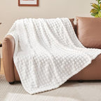 BEDELITE White Fleece Twin Blanket for Couch Dorm Room Decor, 60x80 Inch - Image 3