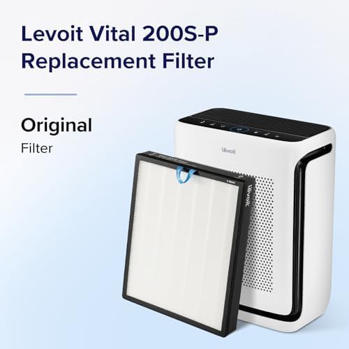Levoit Vital 200S-P Air Purifier Replacement Filter, Genuine Air Filters | AHAM VERIFIDE, Supports HEPA Sleep Mode, Activated Carbon, Removes Pet Dander, Smoke Odor, Allergens, Vital 200S-RF, 1 Pack