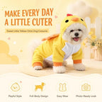 Dog Clothes, Chick Costume,Fleece Full-Body Snap Jumpsuit,S - Image 3