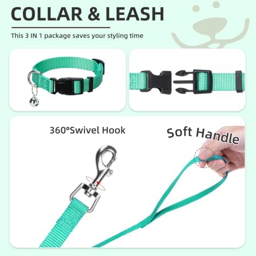 PUPTECK Adjustable Dog Harness Collar and Leash Set Step in No Pull Pet Harness for Small Medium Dogs Puppy and Cats Outdoor Walking Running, Soft Mesh Padded Reflective Vest Harnesses, Solid Green XS - Image 4