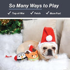 HugSmart Pet Merry Dogmas Squeaky Dog Chew Toy 2-in-1 Christmas Spiky Balls No Stuffing Interactive Toss and Fetch Plush Dog Balls for Small Medium Large Breeds (Snowman Santa Reindeer 3 Pack) - Image 4
