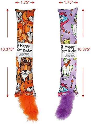 Jumpaws 2 Pack Natural Interactive Catnip Cat Kicker with Feathers, Bite Resistant Chew Toy, Crinkle Kicker, Accessories for Indoor Cat - Image 7