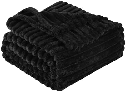 Black Fleece Throw Blanket 90”×90” for Couch Sofa Livingroom - Image 4